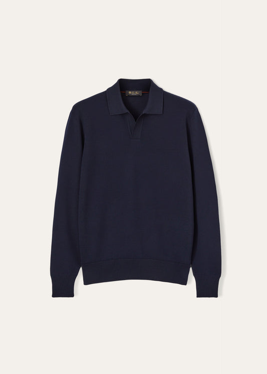 Buttonless polo van wol | BG_TRANSPARENT | BLUE NAVY