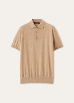 Polo van Wish® Wool met korte mouwen | Camel