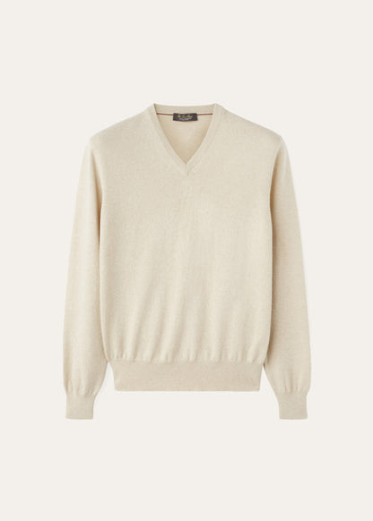 V-hals trui van baby cashmere | BG_TRANSPARENT | ZAND