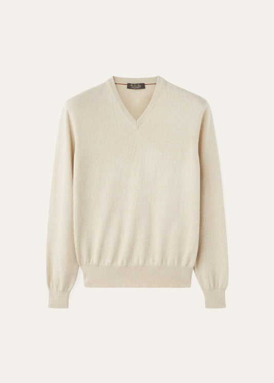 V-hals trui van baby cashmere | BG_TRANSPARENT | ZAND