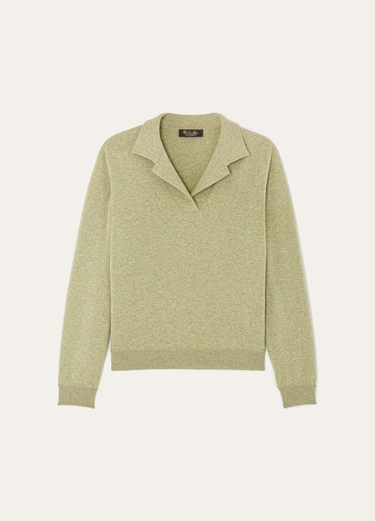 Polo shirt van cashmere | BG_TRANSPARENT | L. groen