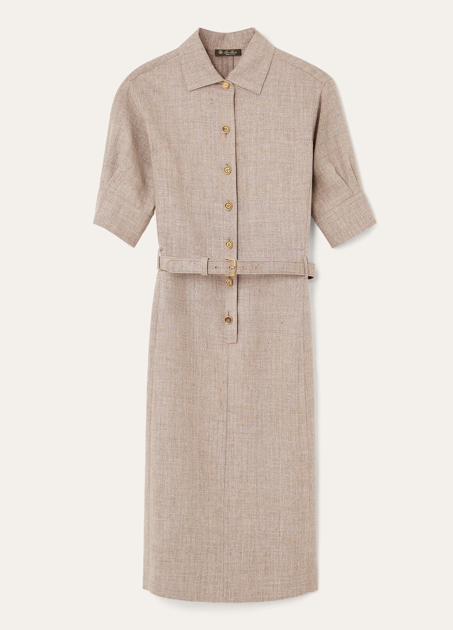 Jurk van linnen en wol | BG_TRANSPARENT | TAUPE