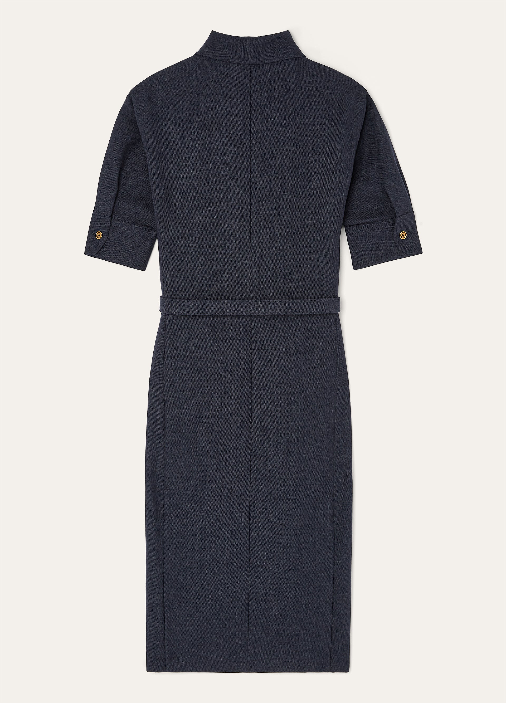 Jurk van linnen en wol | BG_TRANSPARENT | BLUE NAVY