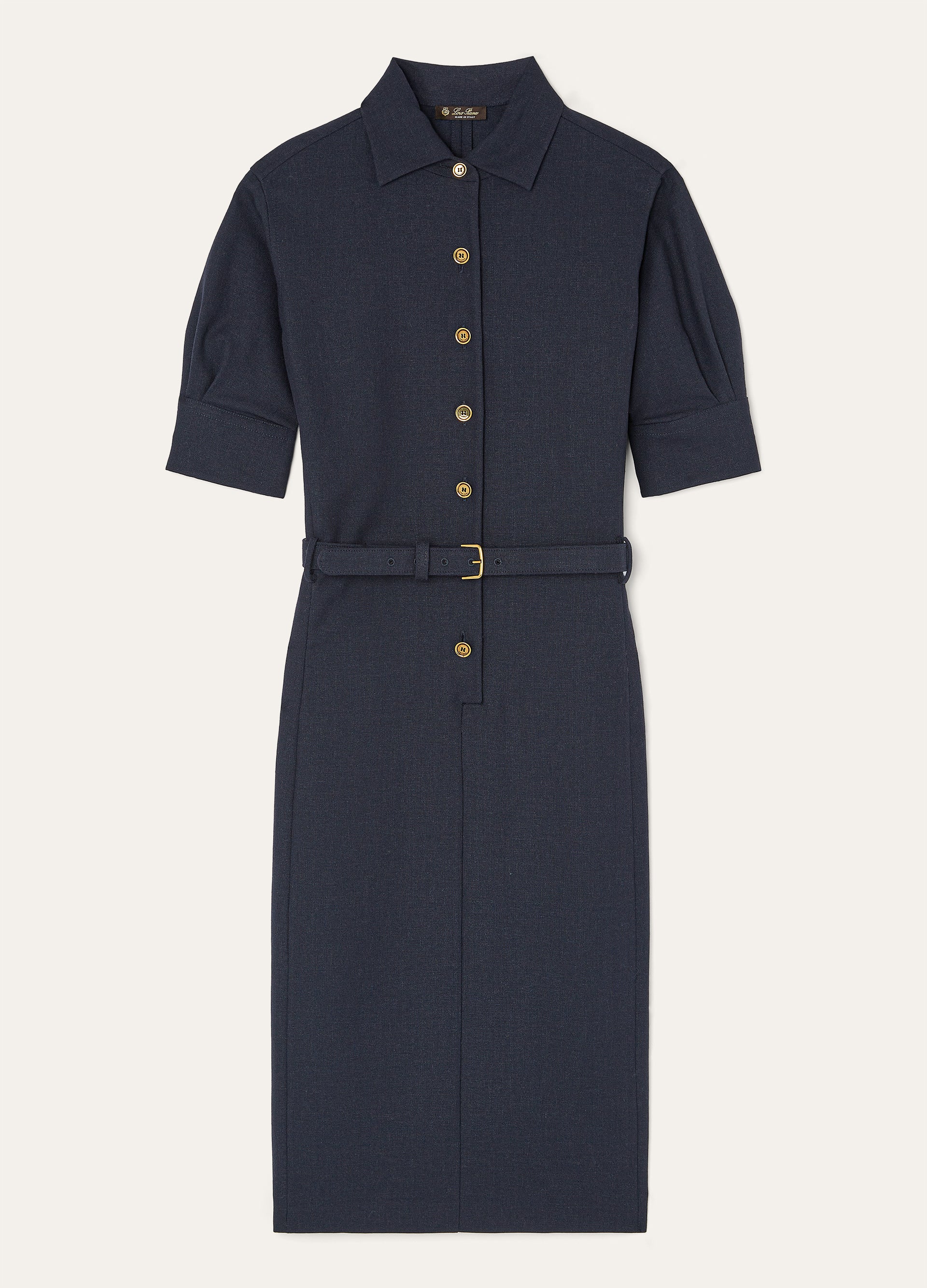 Jurk van linnen en wol | BG_TRANSPARENT | BLUE NAVY