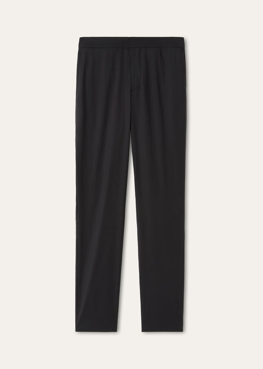 Broek van zijde en scheerwol | Zwart