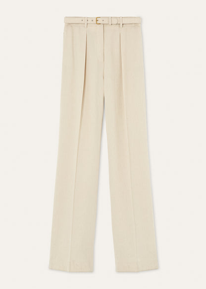 Pantalon van wol en linnen | BG_TRANSPARENT | Beige