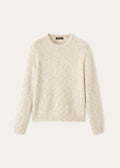 Crewneck van scheerwol, linnen, zijde en cashmere | Licht Bruin