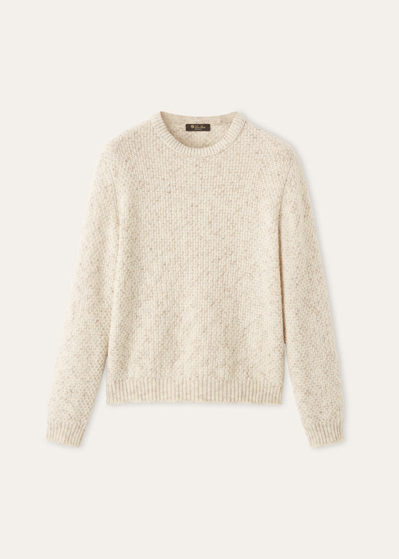 Crewneck van scheerwol, linnen, zijde en cashmere | Licht Bruin