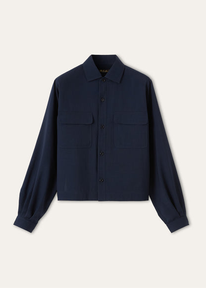 Ida shirt van wol | BG_TRANSPARENT | D.blauw