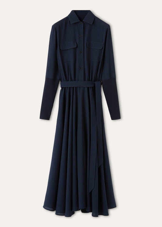 Verlaine jurk van katoen | BG_TRANSPARENT | D.blauw