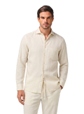 Regular-fit linnen overhemd met borstzak | MODEL | KIEZEL