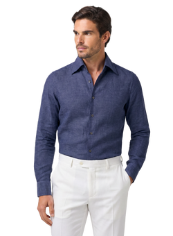Camicia uomo in lino | MODEL | Ind.Blauw