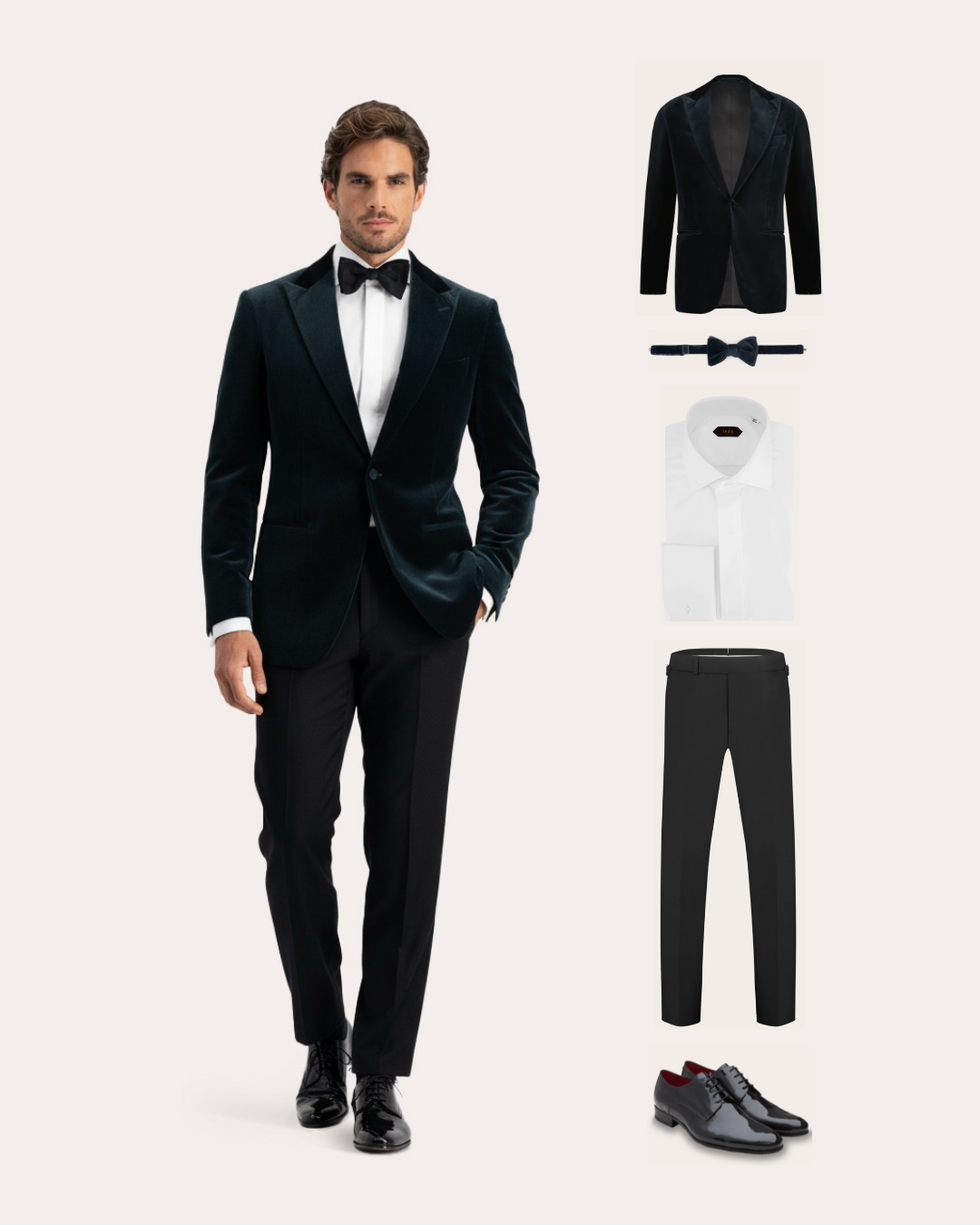 Velvet Tuxedo set | FULL_WIDTH | BLUE NAVY