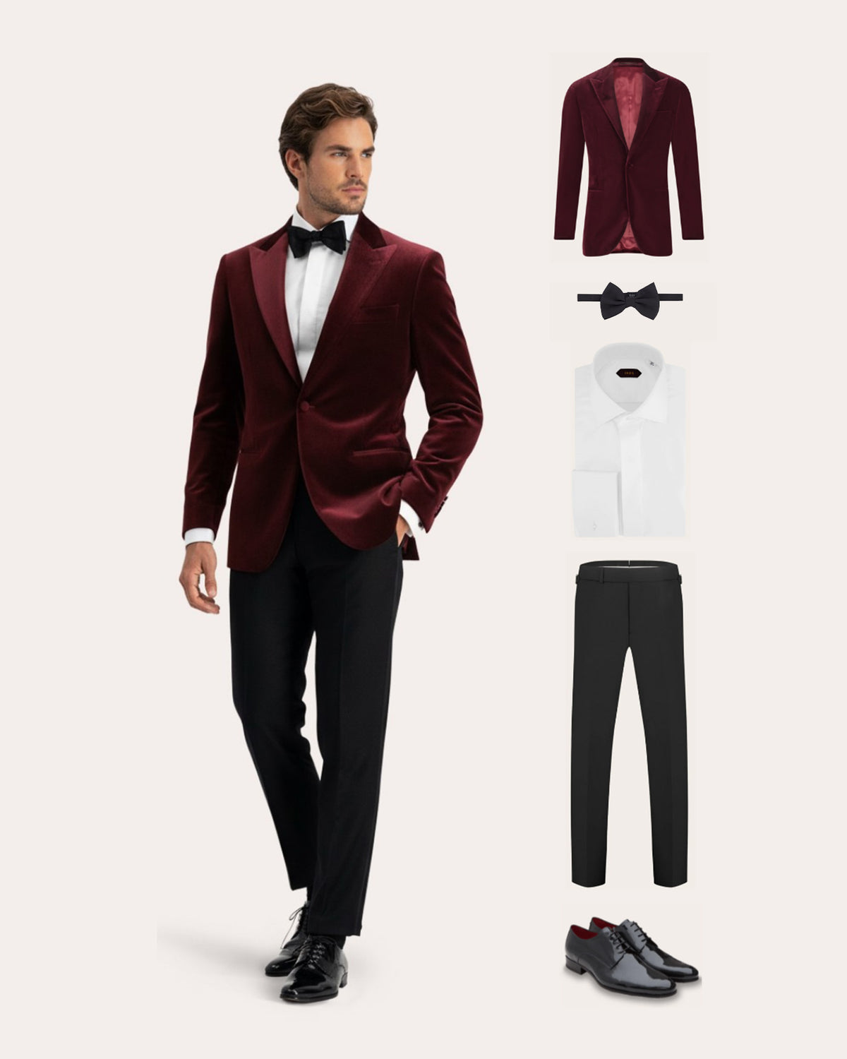 Set smoking in velluto | FULL_WIDTH | Bordeaux