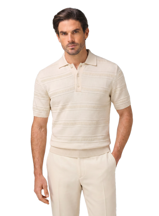 Knitted polo van katoen | ROOM-WIT