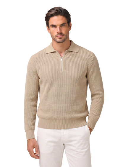  Half-zip trui van katoen | FULL_WIDTH | Beige