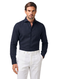 Overhemd van linnen | MODEL | BLUE NAVY