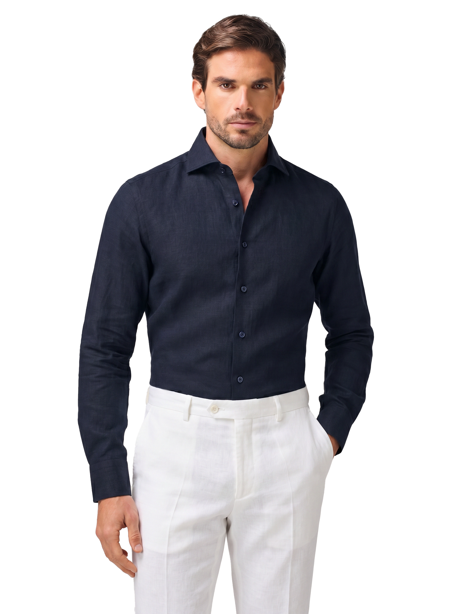 Overhemd van linnen | FULL_WIDTH | BLUE NAVY