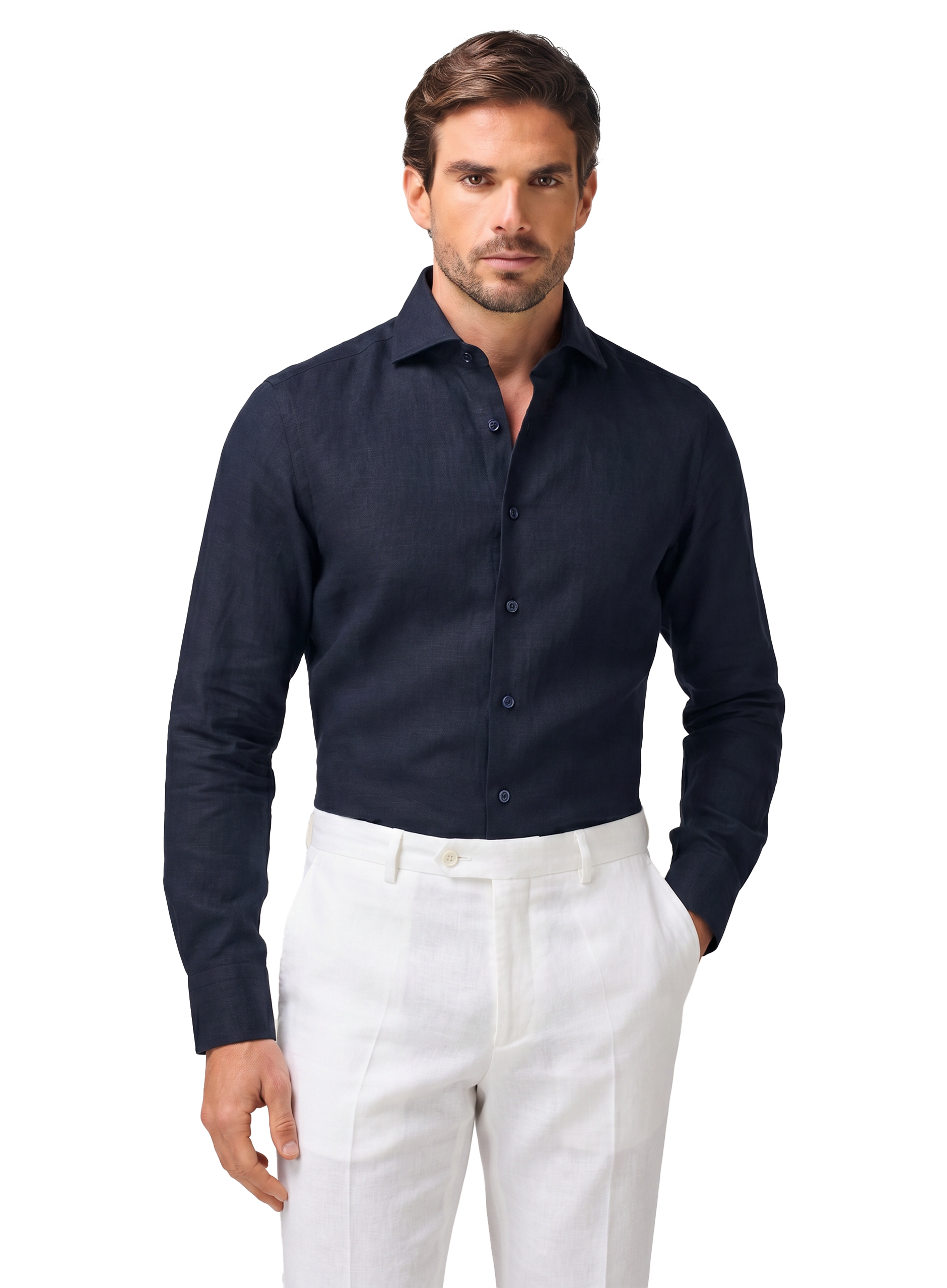 Overhemd van linnen | MODEL | BLUE NAVY