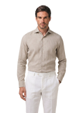 Gemêleerd overhemd van linnen | MODEL | FULL_WIDTH | Beige