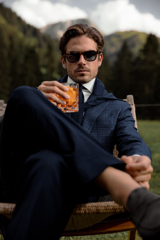 Glenchek jasje van wol, zijde en cashmere | FULL_WIDTH | BLUE NAVY