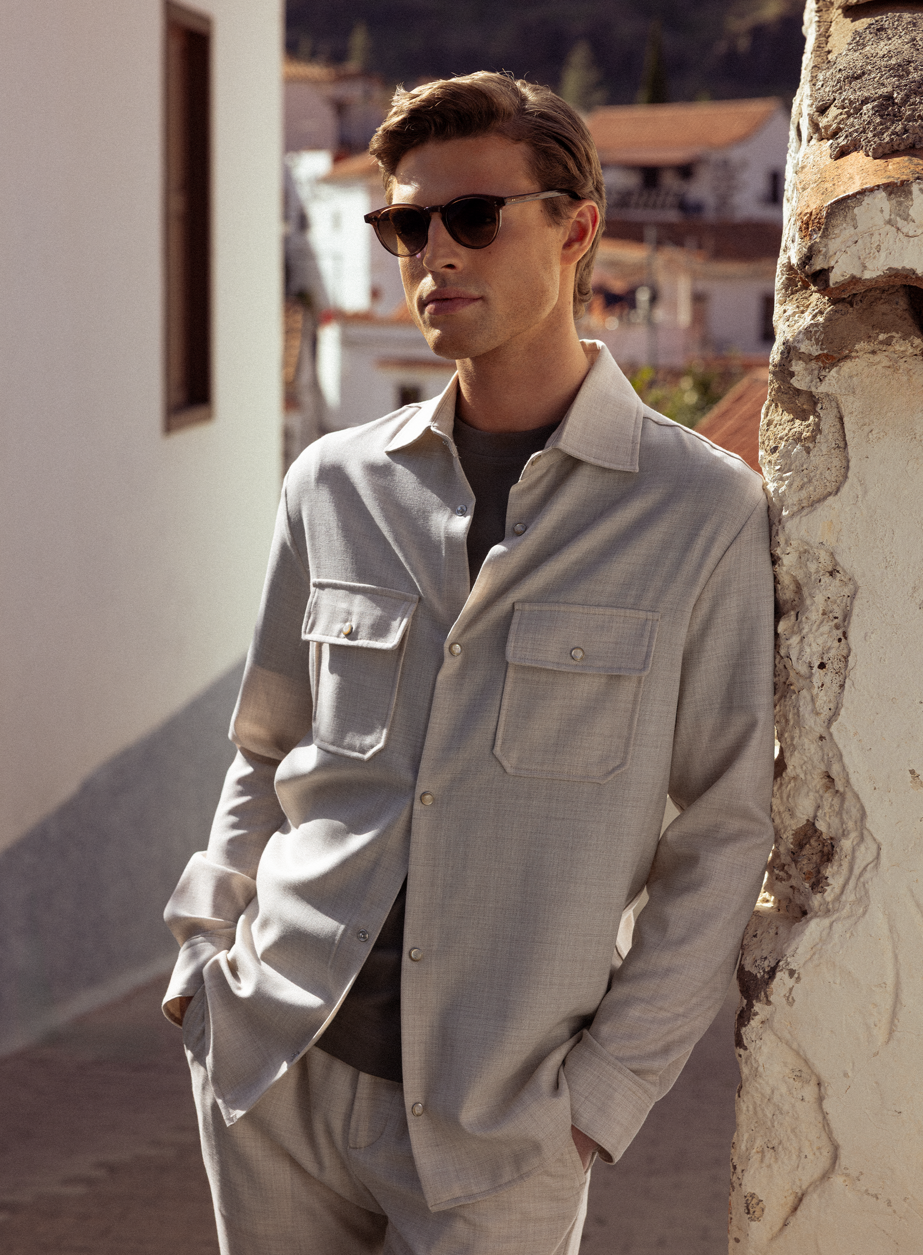 Overshirt van scheerwol | FULL_WIDTH | Beige