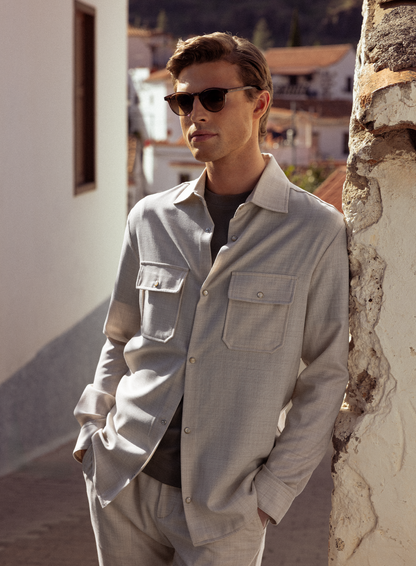 Overshirt van scheerwol | FULL_WIDTH | Beige