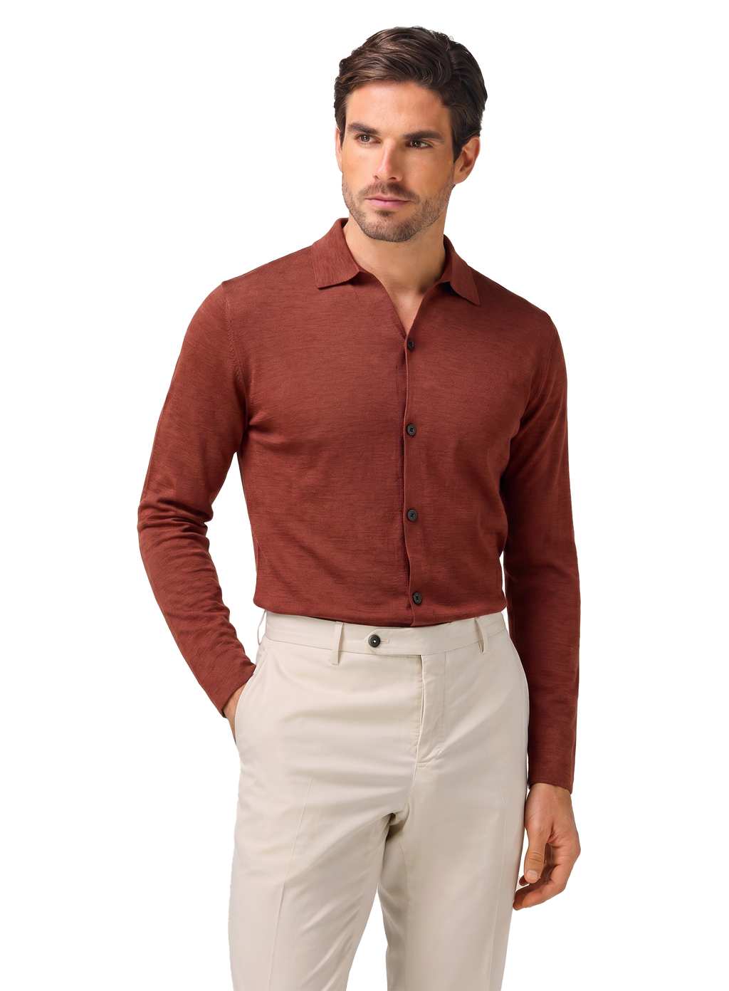 Overshirt van scheerwol | MODEL | Roest