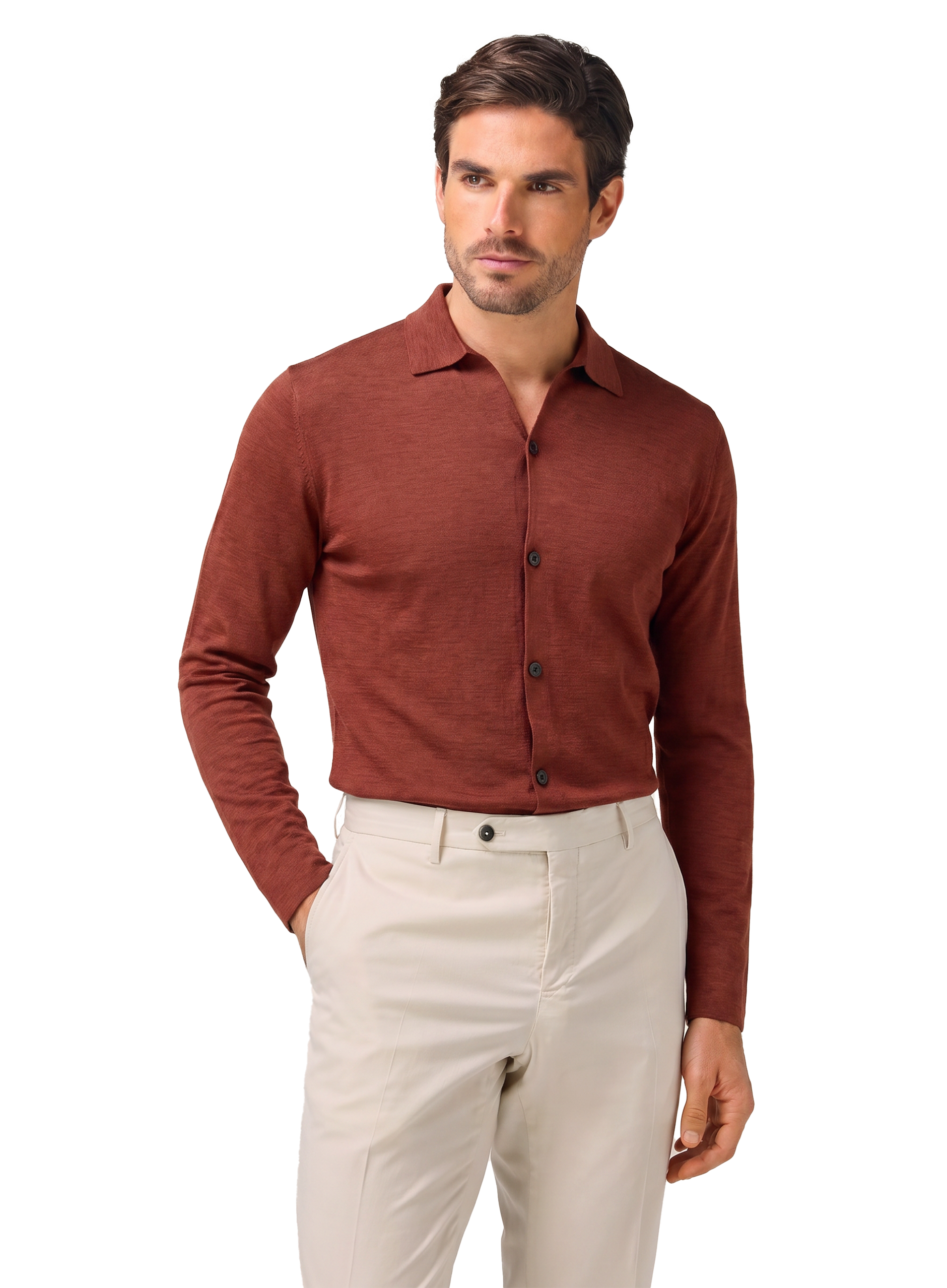 Overshirt van scheerwol | FULL_WIDTH | Roest