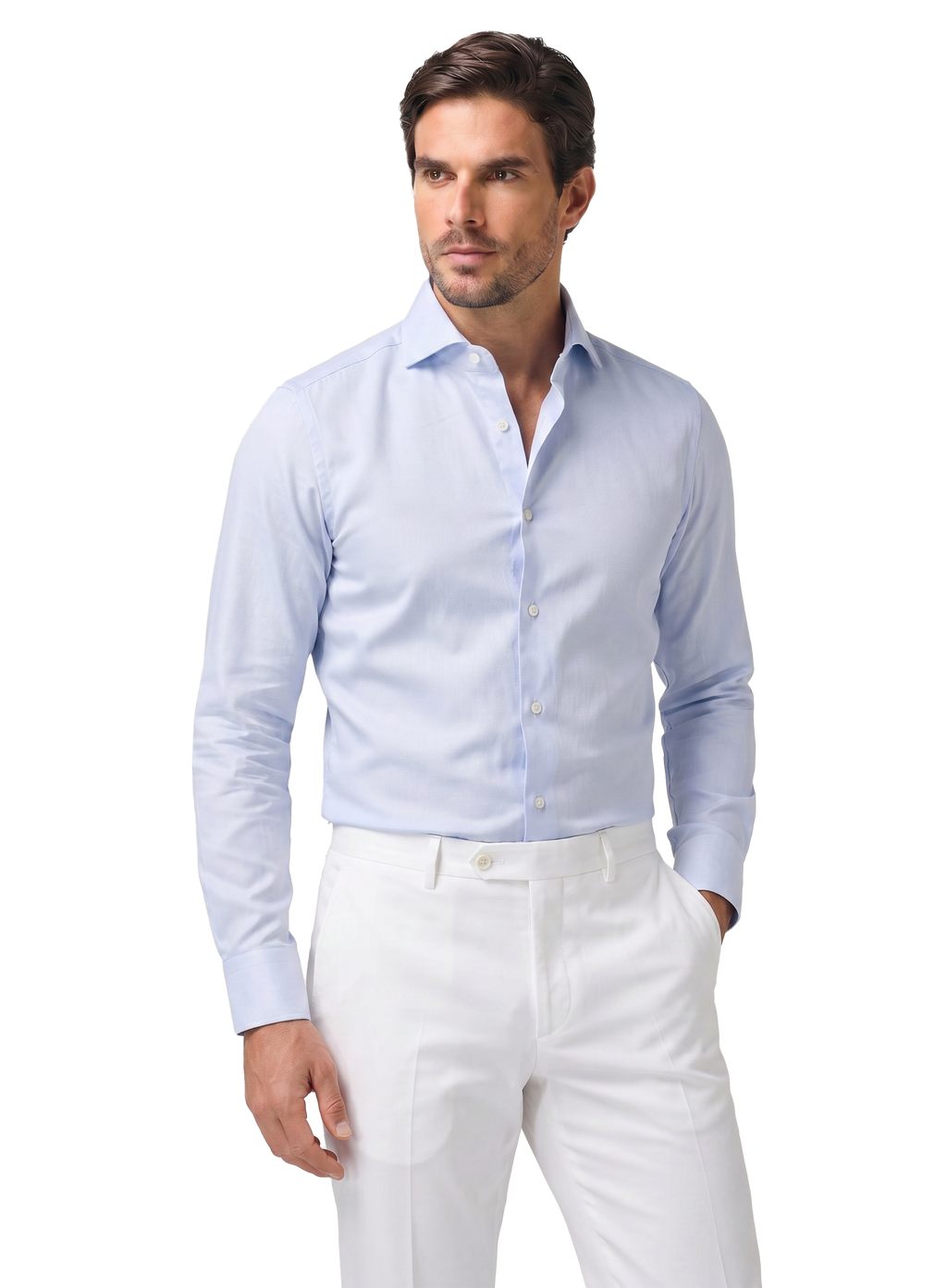 Slim-fit twill overhemd | MODEL | FULL_WIDTH | L.Blauw