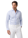 Slim-fit twill overhemd | MODEL | FULL_WIDTH | L.Blauw