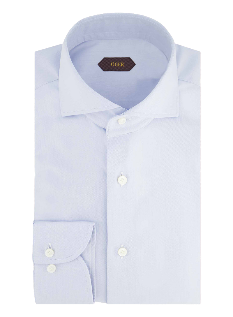Slim-fit twill overhemd | L.Blauw 