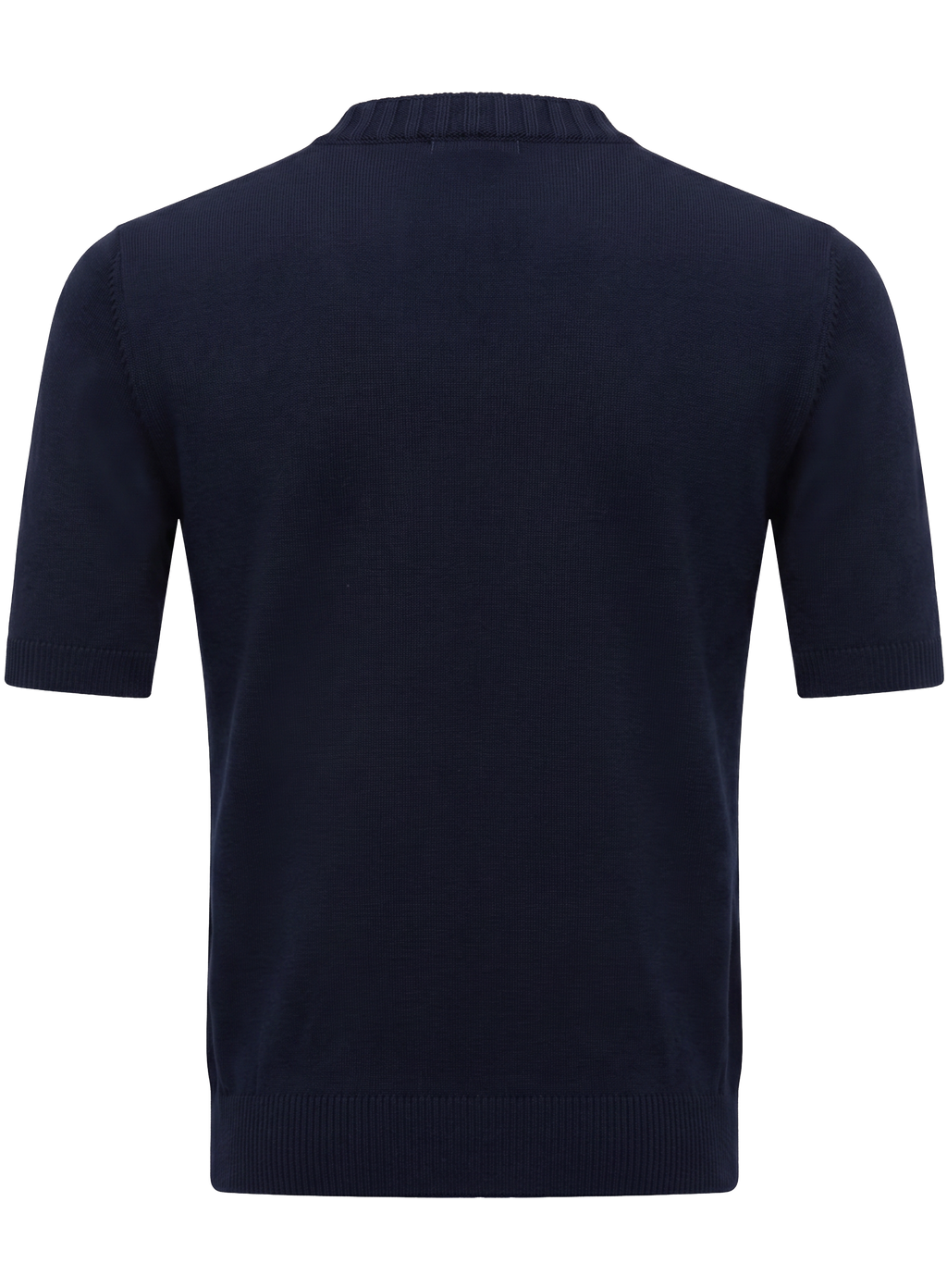 Fijngebreid katoenen T-shirt met ronde hals | BLUE NAVY
