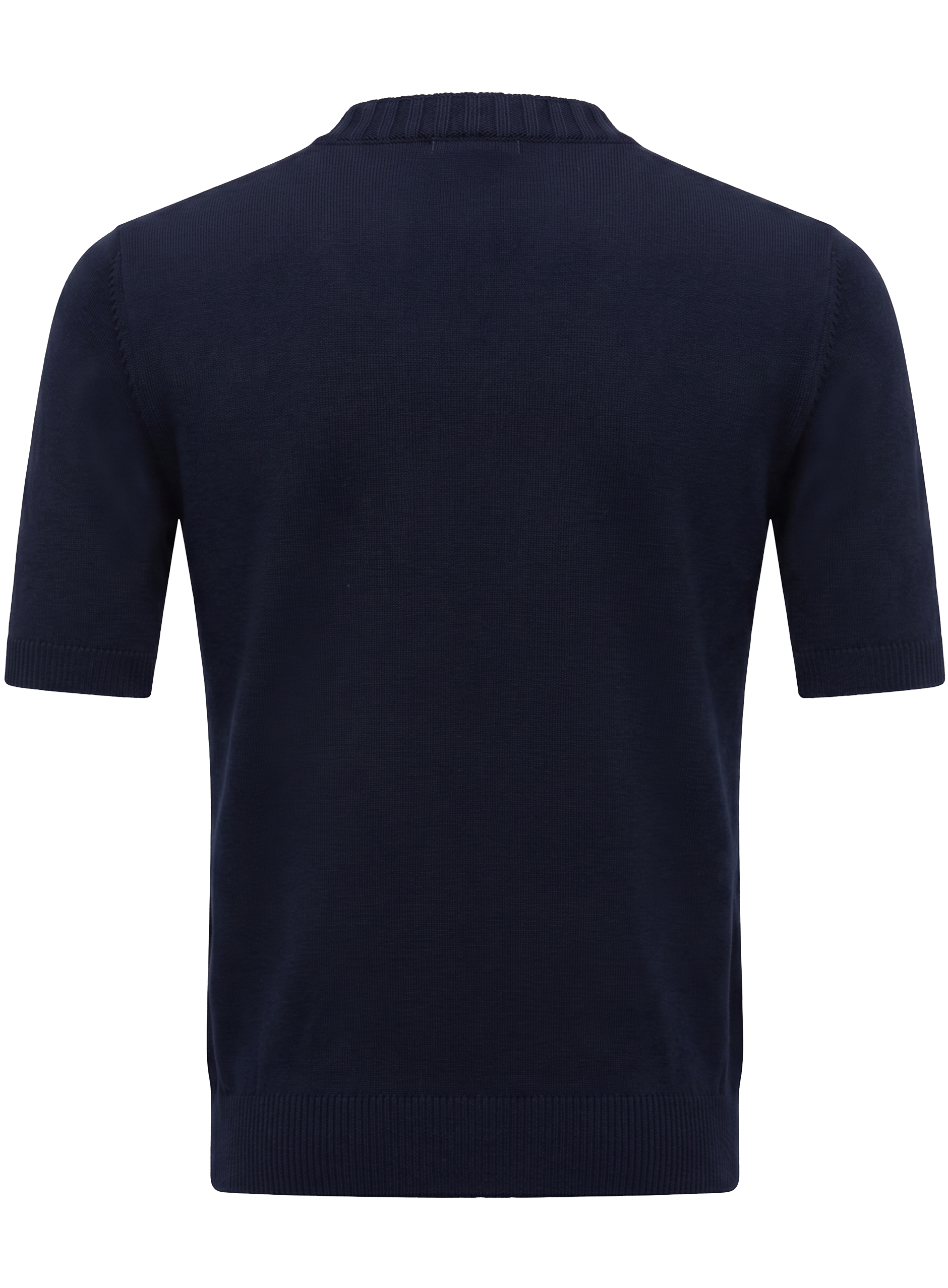 Fijngebreid katoenen T-shirt met ronde hals | BLUE NAVY