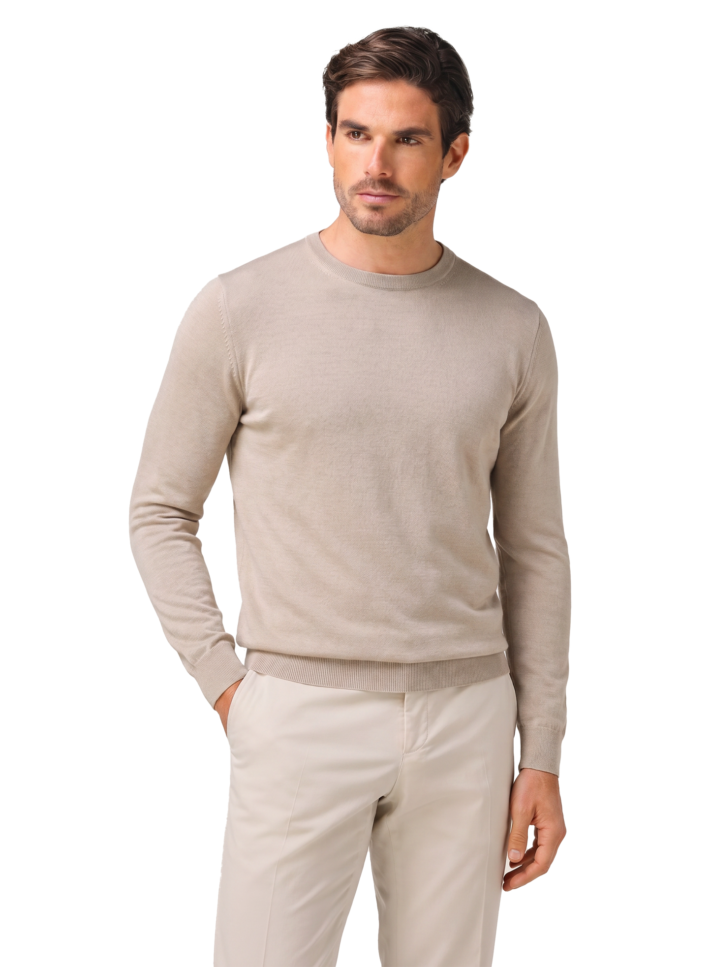 Crewneck van scheerwol | FULL_WIDTH | Beige