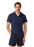 Terry buttonless polo van katoen | MODEL| BLUE NAVY