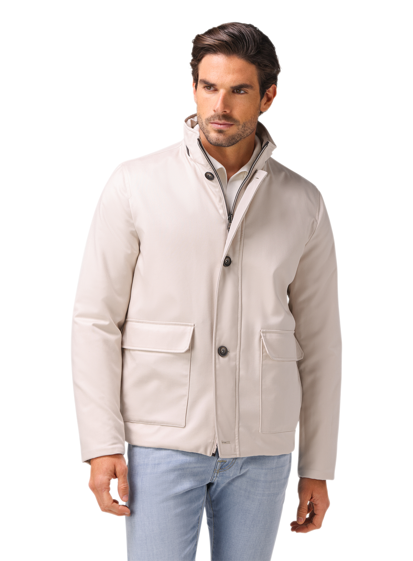 Reversible jas van cashmere en zijde | FULL_WIDTH | MODEL | Beige