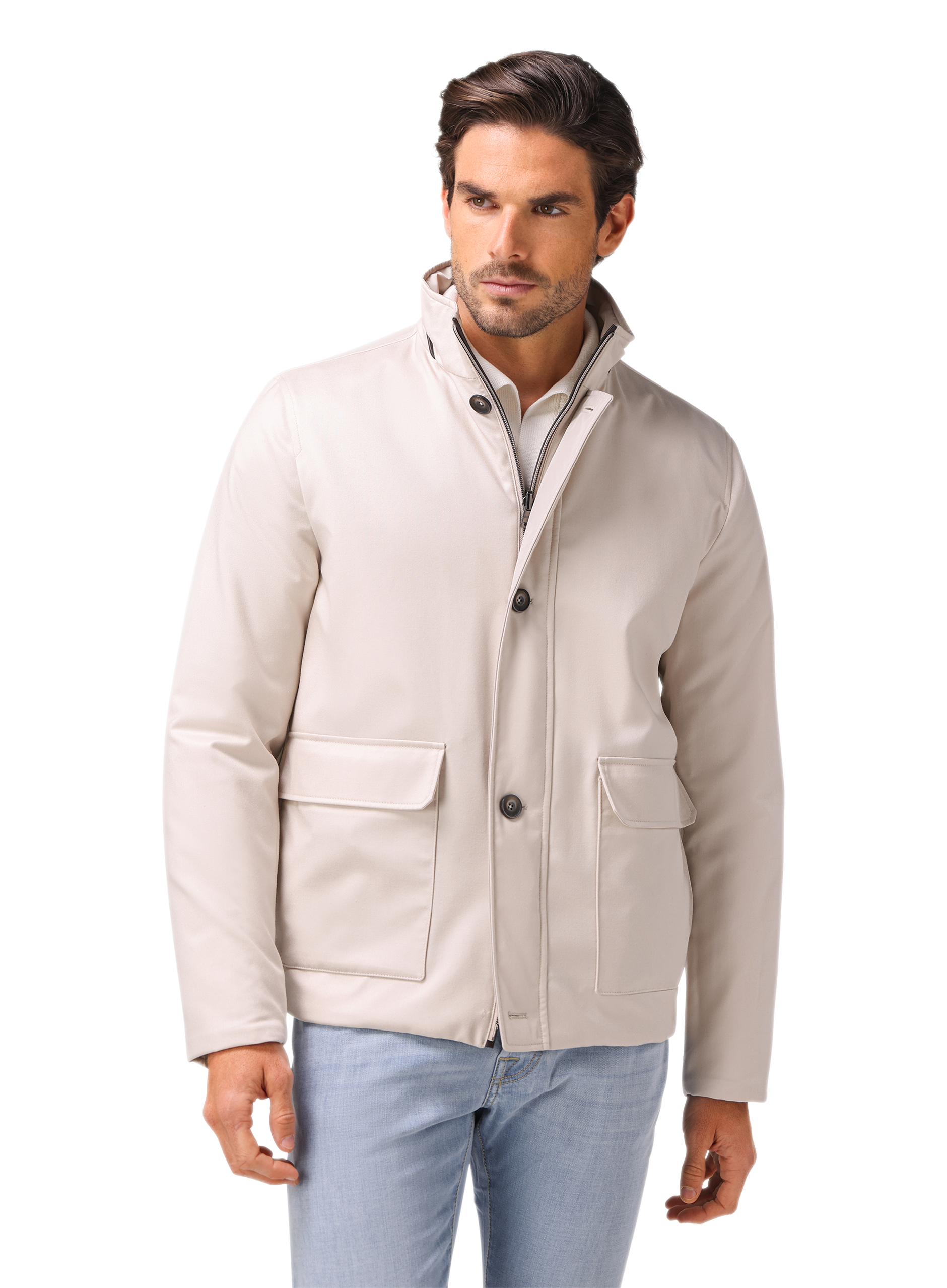 Reversible jas van cashmere en zijde | FULL_WIDTH | MODEL | Beige
