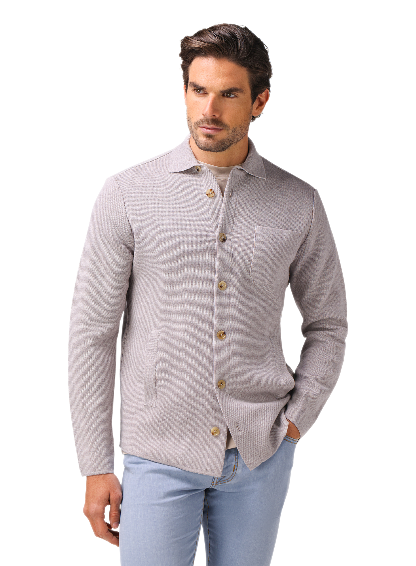 Overshirt van scheerwol | FULL_WIDTH | MODEL | TAUPE