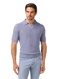 Buttonless polo van linnen en katoen | MODEL | FULL_WIDTH | L.Blauw