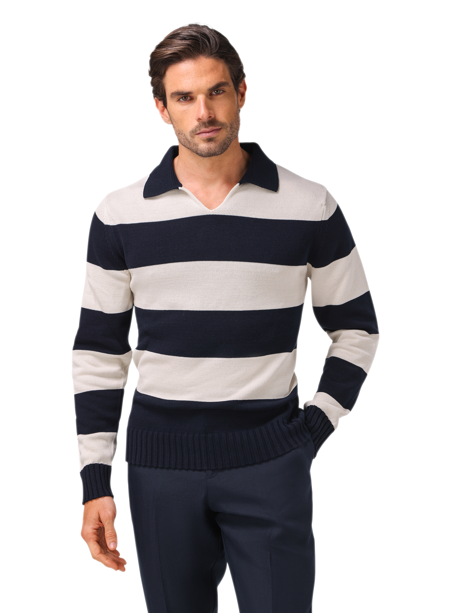 Buttonless polo van katoen | MODEL | FULL_WIDTH | BLUE NAVY