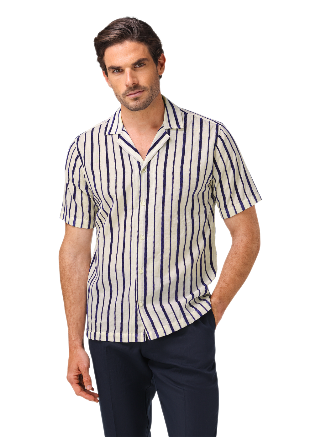 Maitan shirt van katoen | MODEL | FULL_WIDTH | Blauw