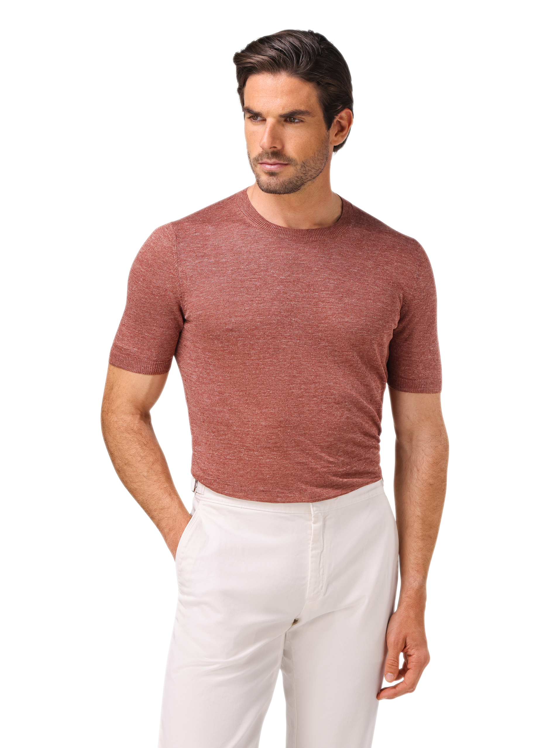 T-shirt van linnen | MODEL | Roest
