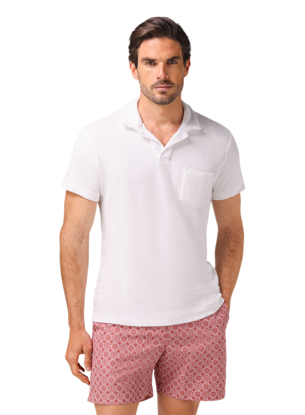Terry polo met korte mouw van badstof | MODEL | Wit