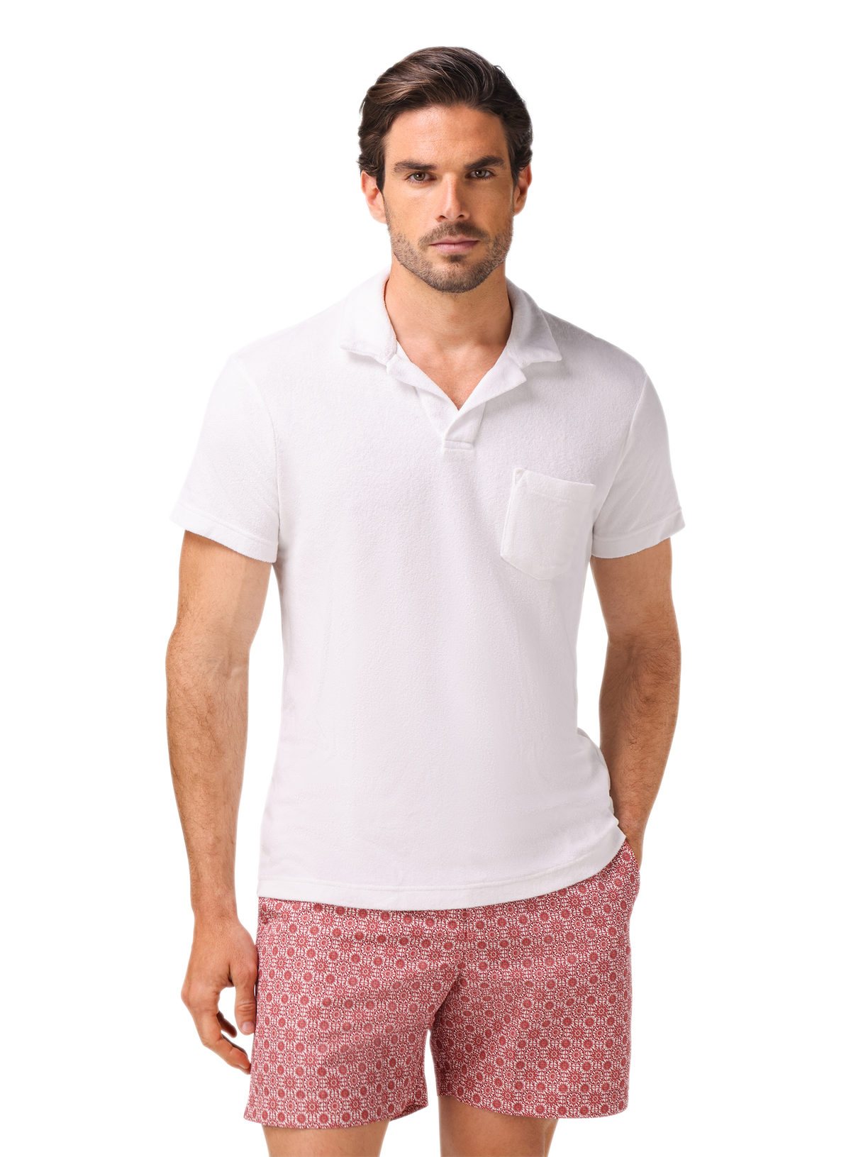Terry polo van katoen met korte mouw | MODEL | Wit