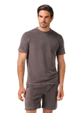 T-shirt met borstzak van badstof | MODEL | FULL_WIDTH | TAUPE