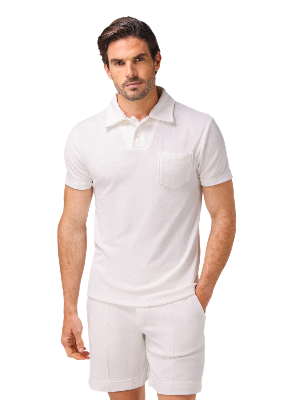 Terry polo van katoen met korte mouwen | MODEL | Wit