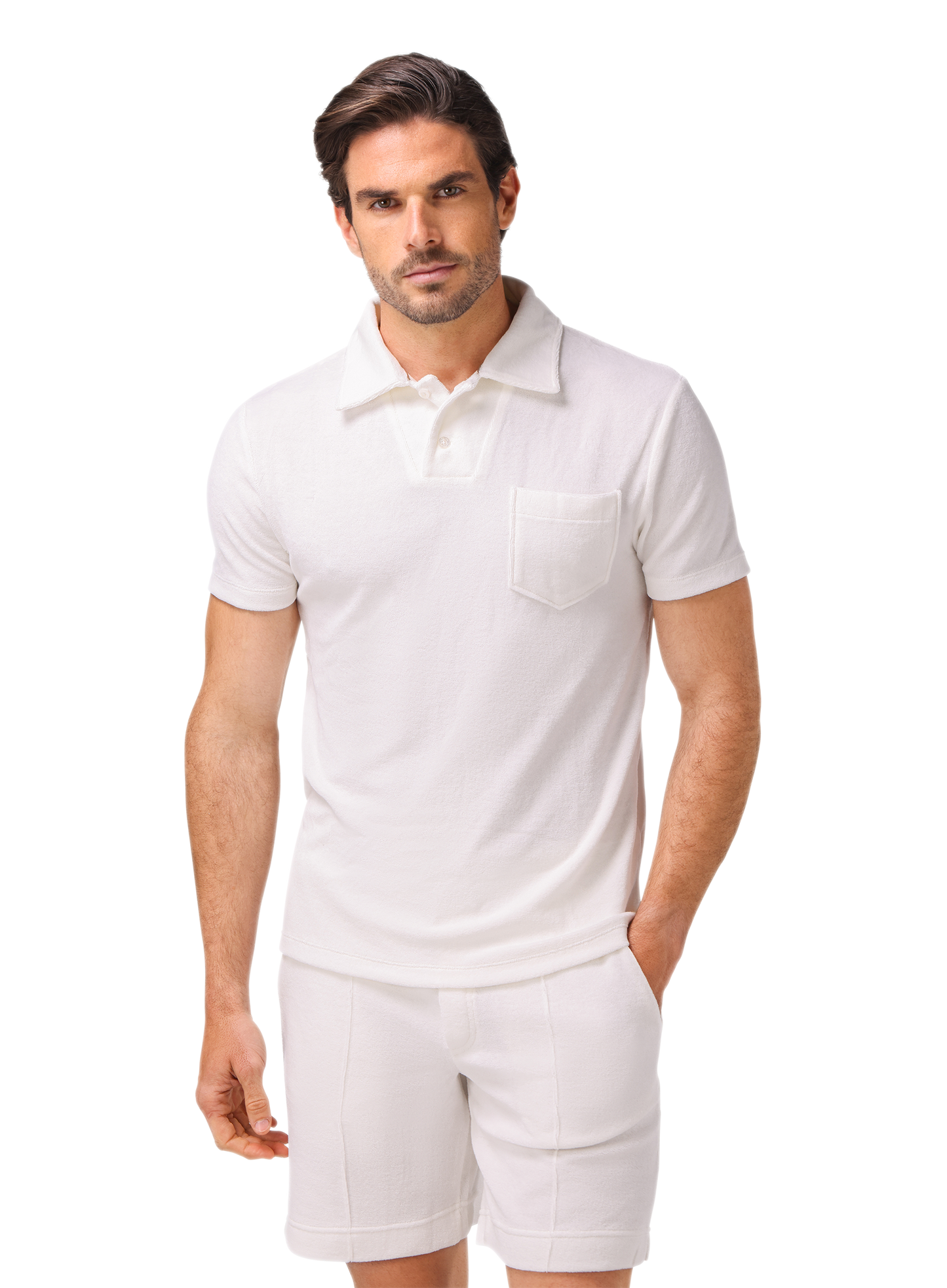 Terry polo van badstof | MODEL | FULL_WIDTH | Wit