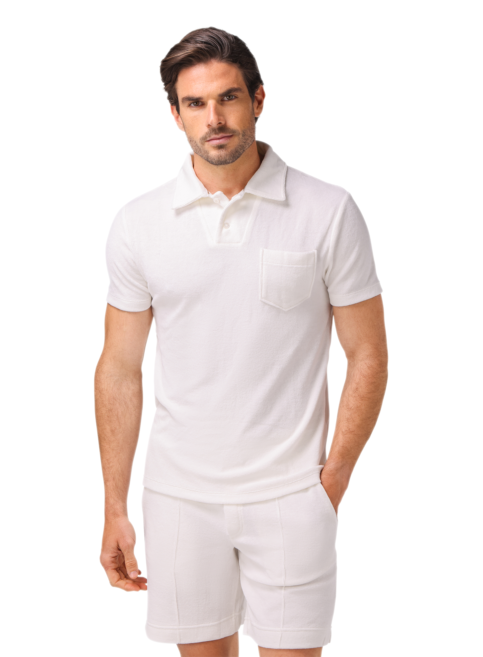 Terry polo van badstof | MODEL | FULL_WIDTH | Wit