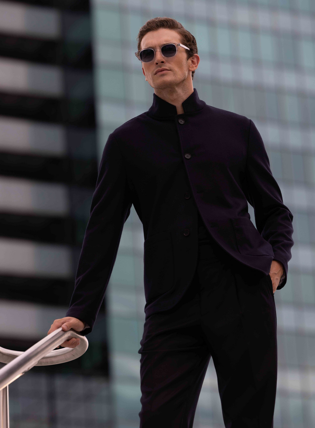Gemêleerd chore jacket van cashmere | FULL_WIDTH | BLUE NAVY